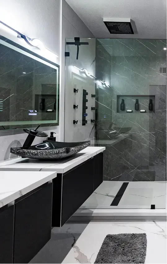 black-and-white bathroom